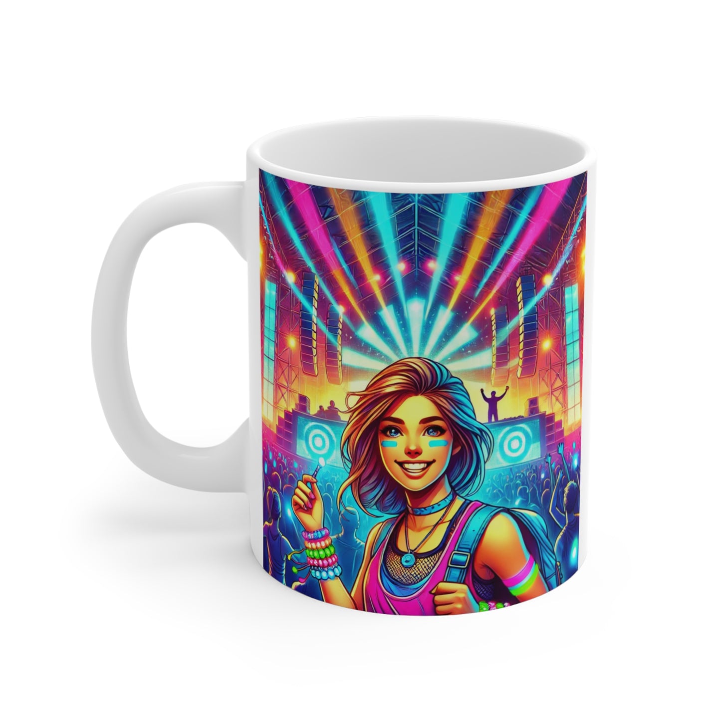 Music Lover Mug 11oz - Girl at a Music Concert Enjoying What Makes Her Happy