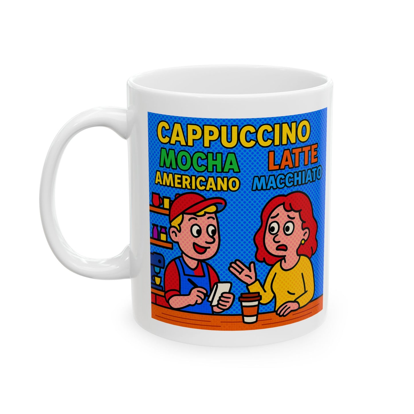Coffee Lover Mug - Lady Confused by Coffee Choices