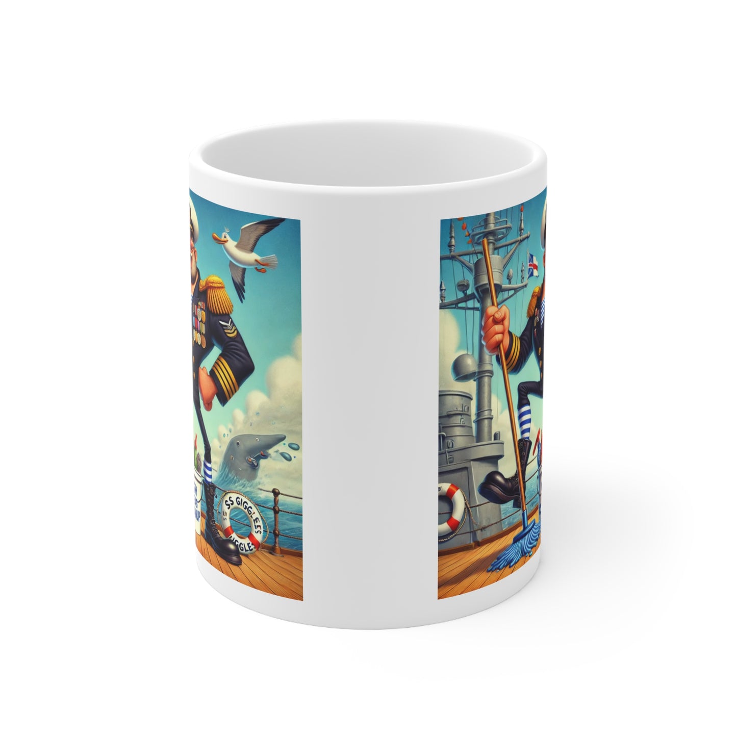 Mug - Whimsical Sailor on Deck of Ship Ceramic Coffee Cup 11oz 15oz