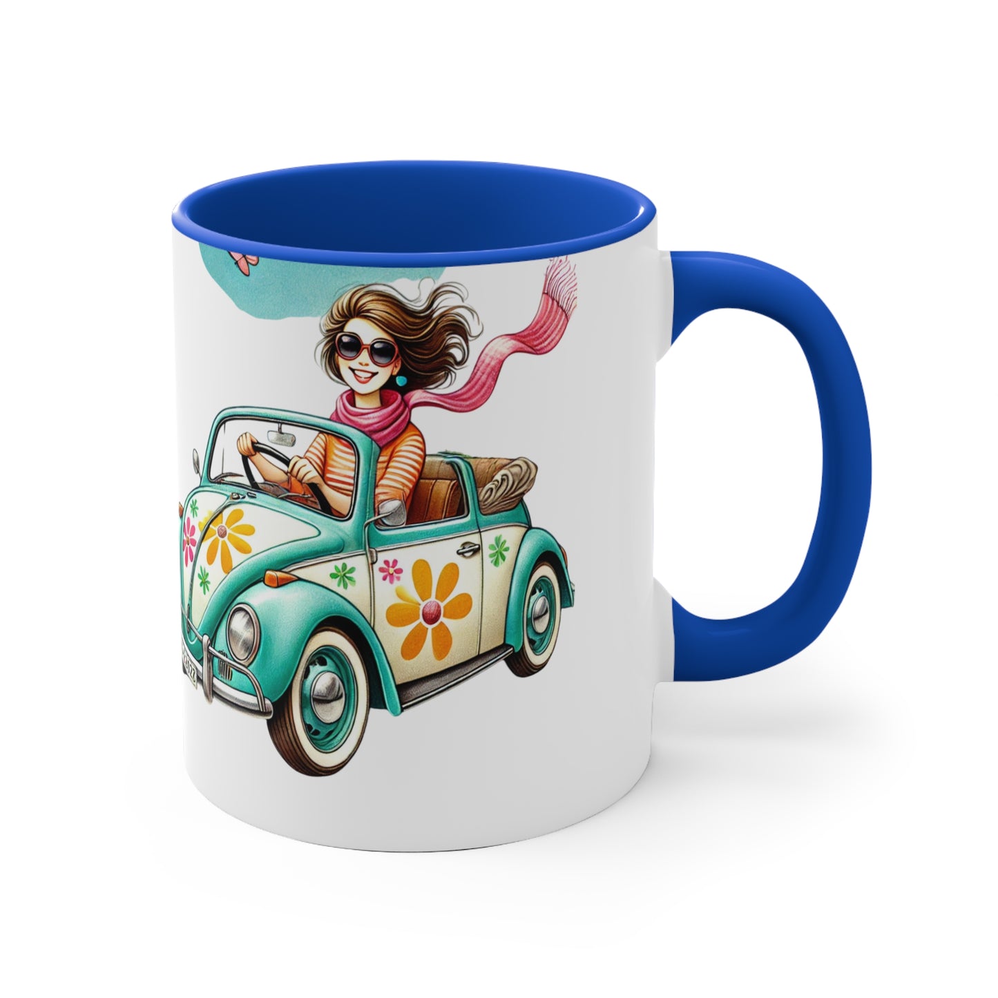 Accent Mug - Whimsical Girl Driving Her Car
