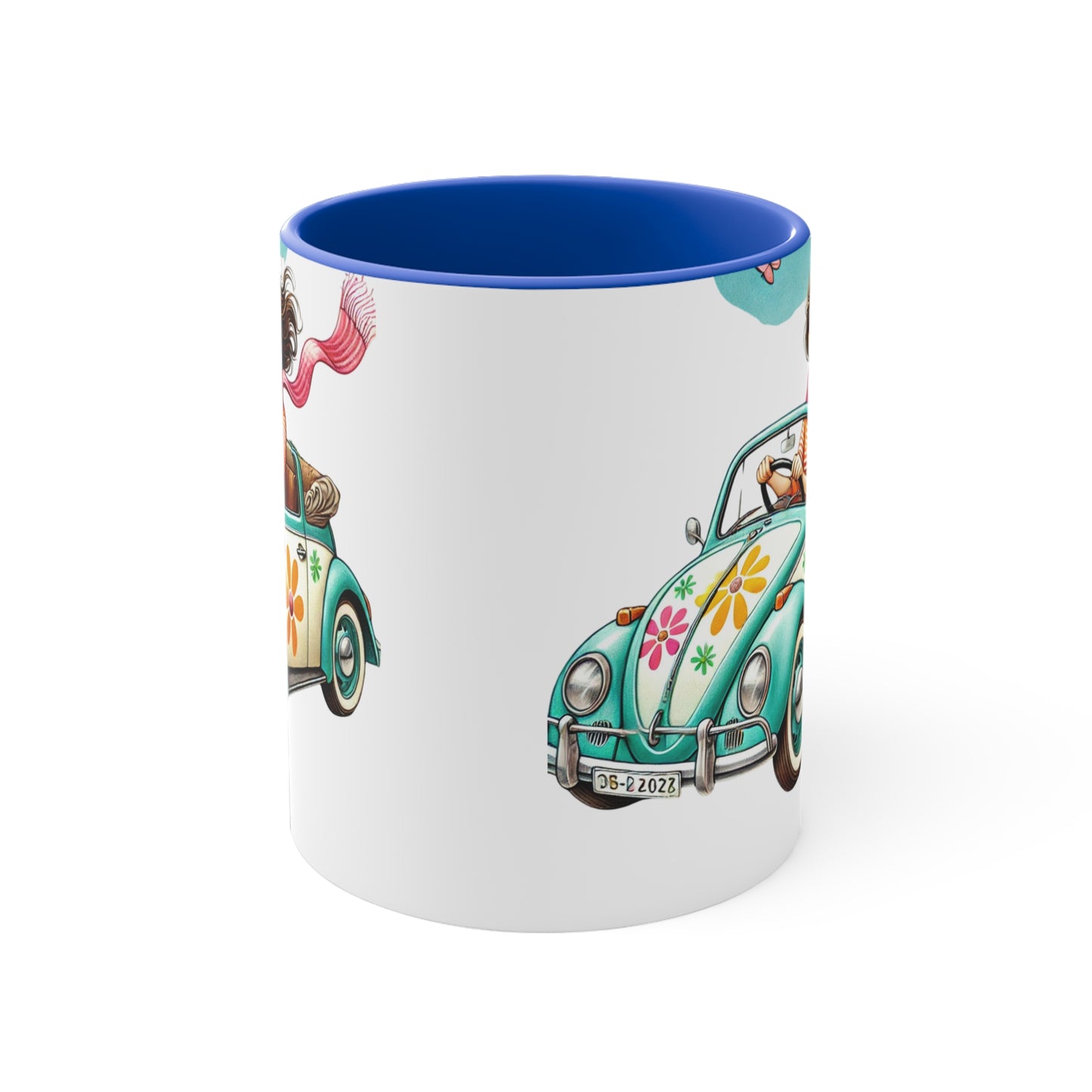 Accent Mug - Whimsical Girl Driving Her Car
