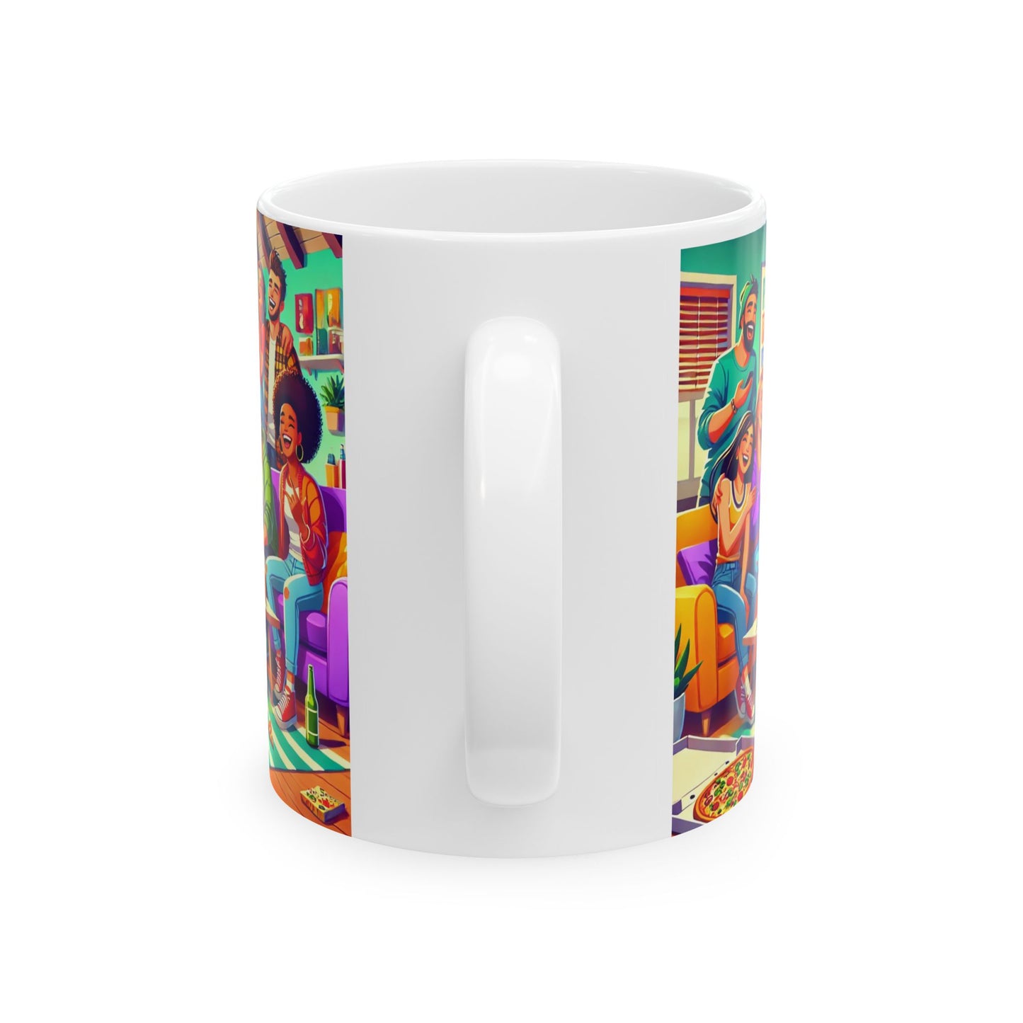Mug - Whimsical Friends Pizza Party Ceramic Mug (11oz, 15oz)