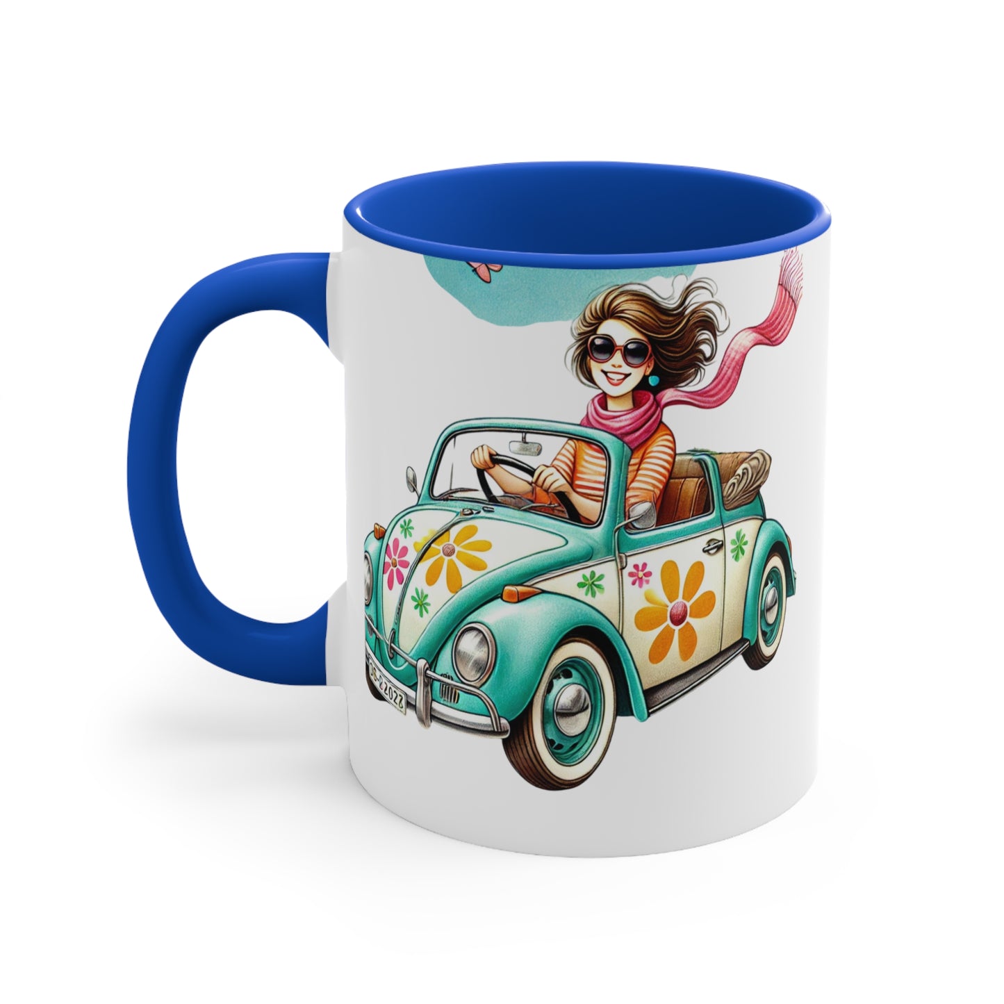 Accent Mug - Whimsical Girl Driving Her Car