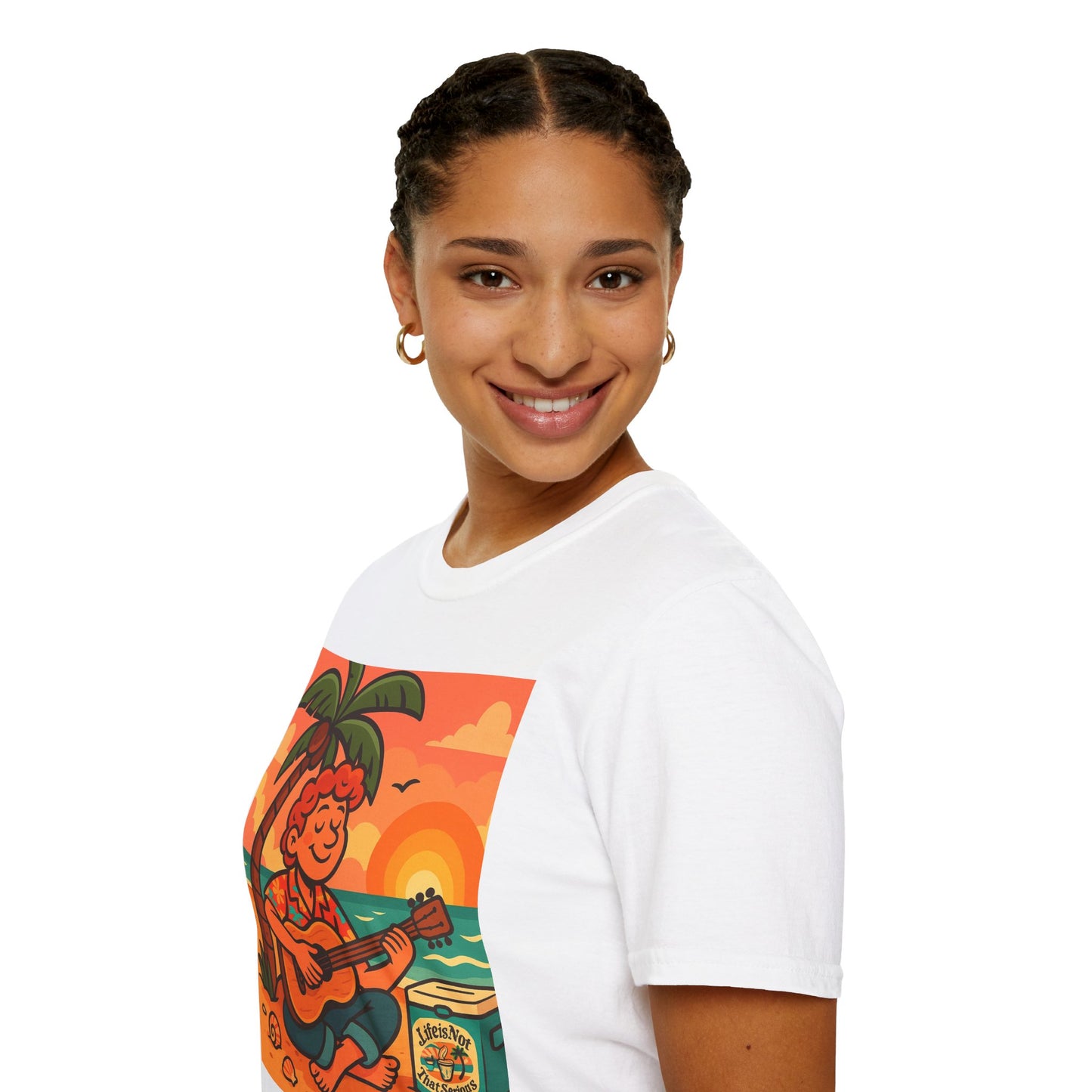 Guitarist T-Shirt - Whimsical Guy Playing Guitar at the Beach Design