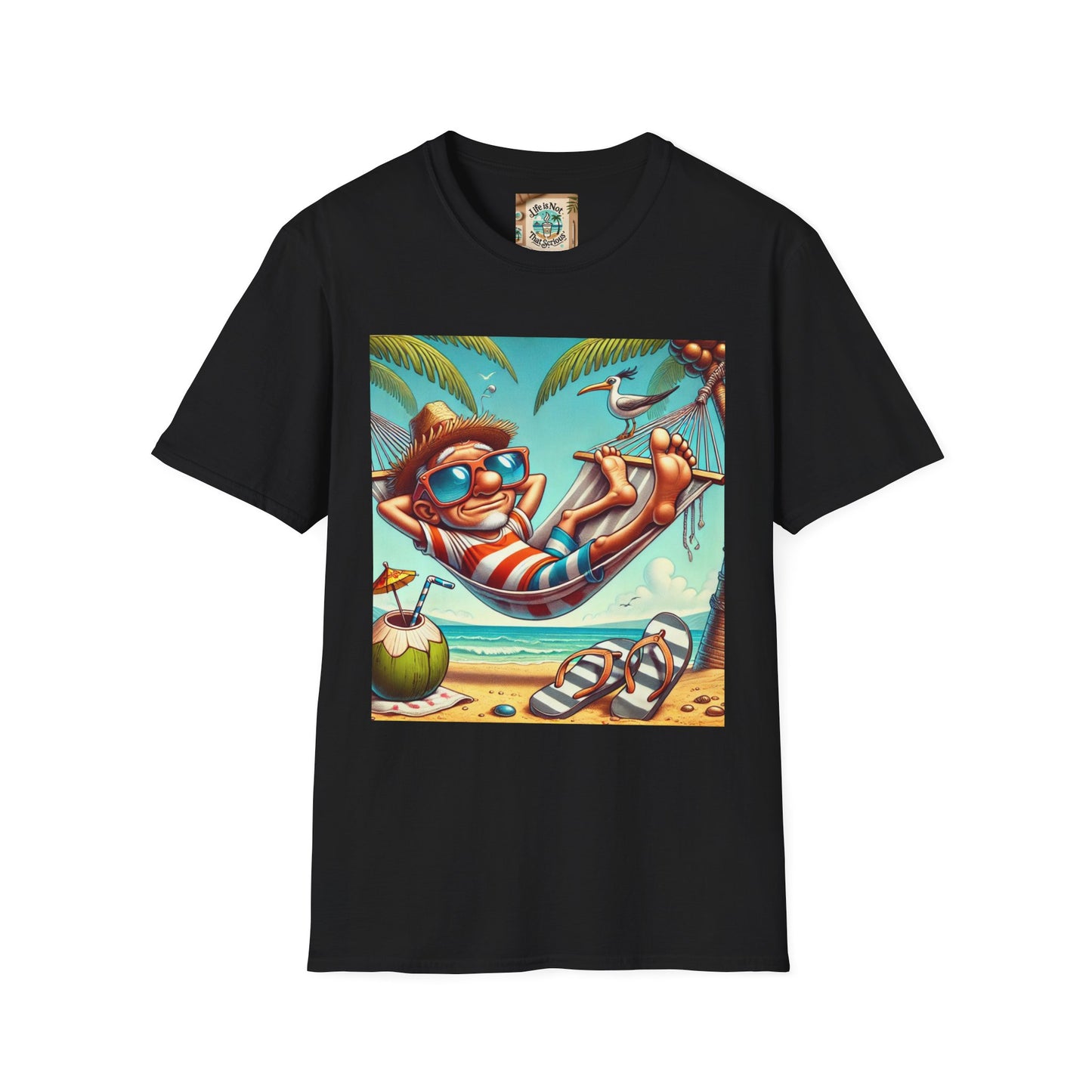 Beach Lovers T-Shirt - Guy Relaxing in a Hammock at the Beach