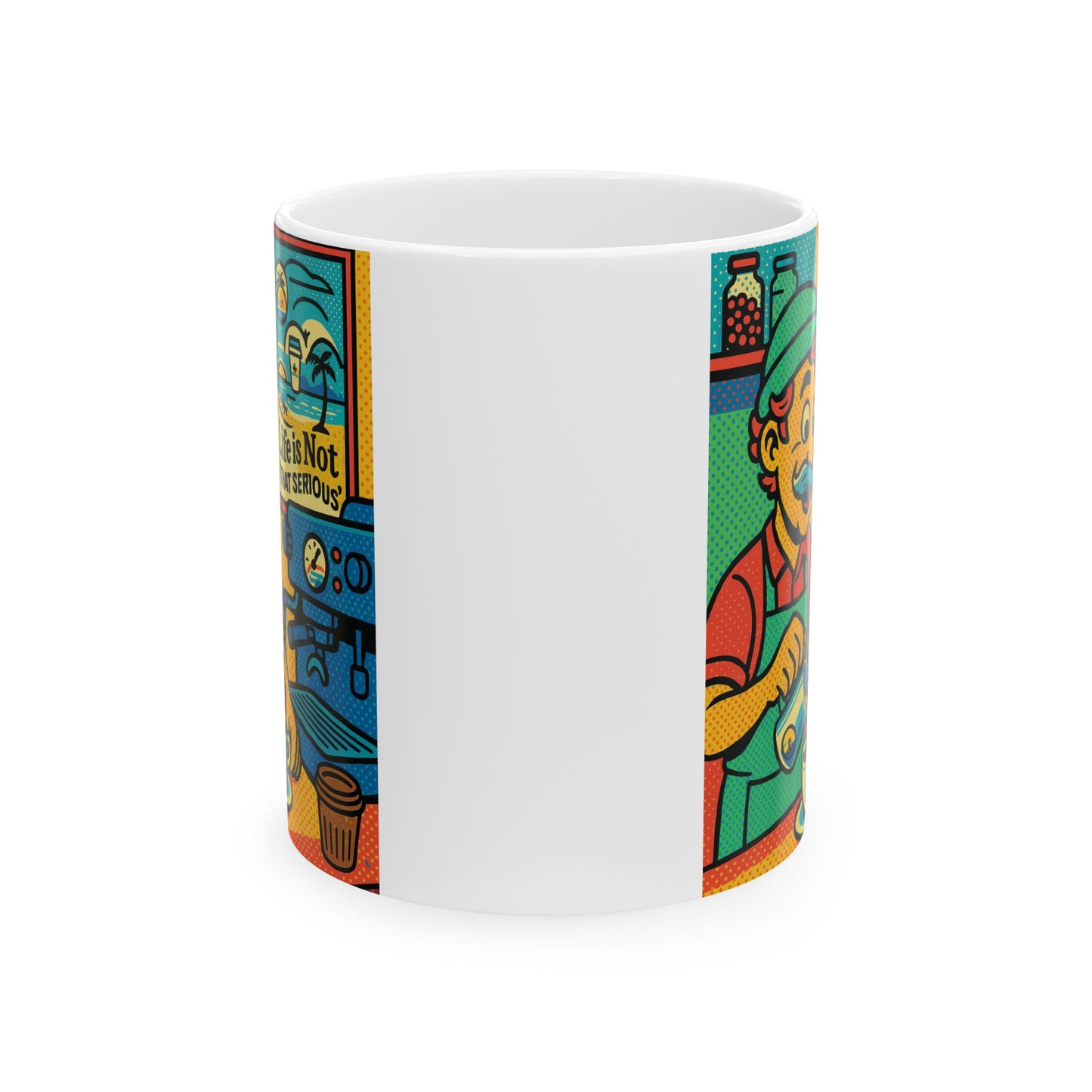 Colorful Ceramic Mug - "Life's Too Short to Be Serious" Design - Perfect Gift for Coffee Lovers