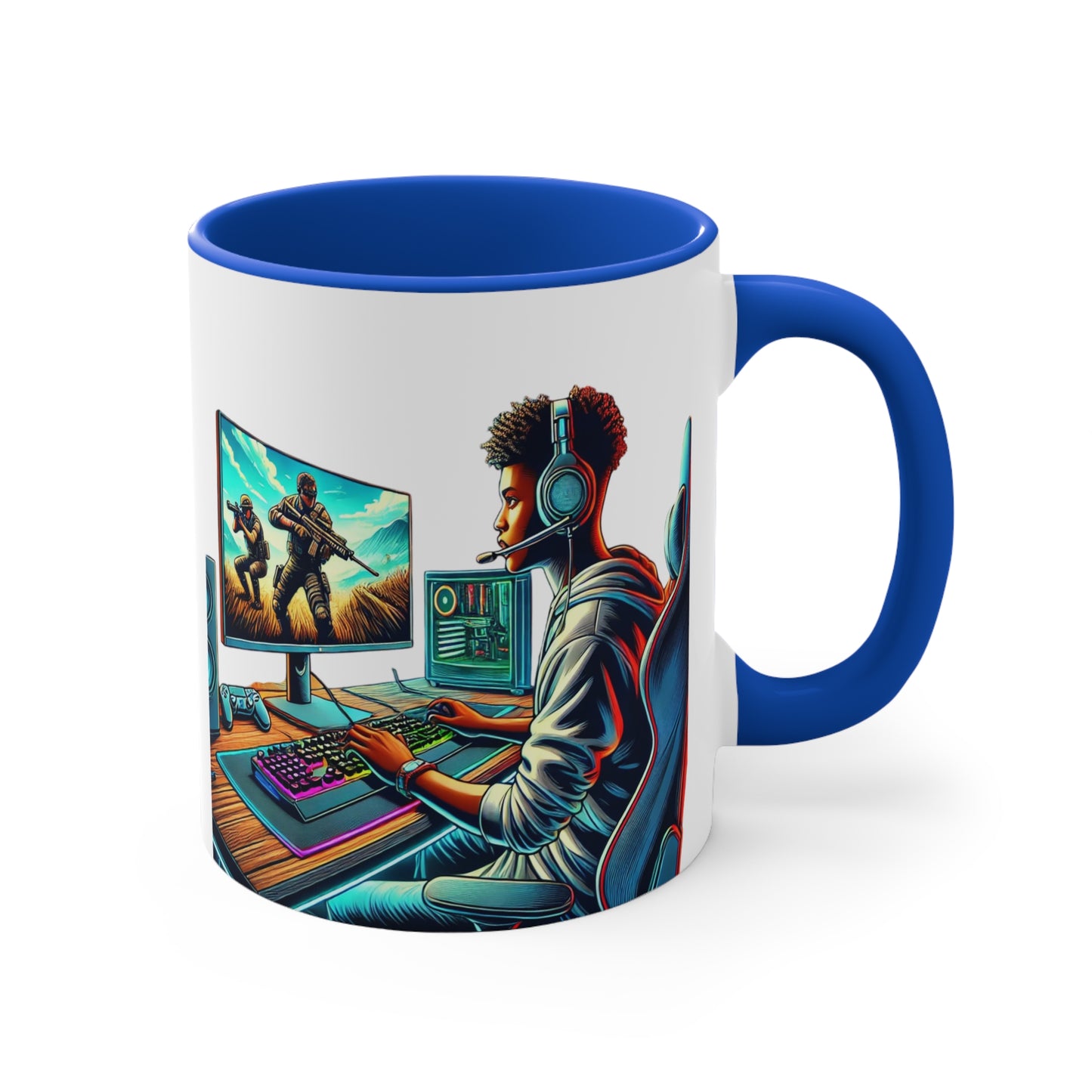 Mug - Young Kid Playing Video Games Accent Mug