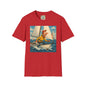 Sailboat Unisex T-Shirt - Whimsical Guy on the Ocean Design