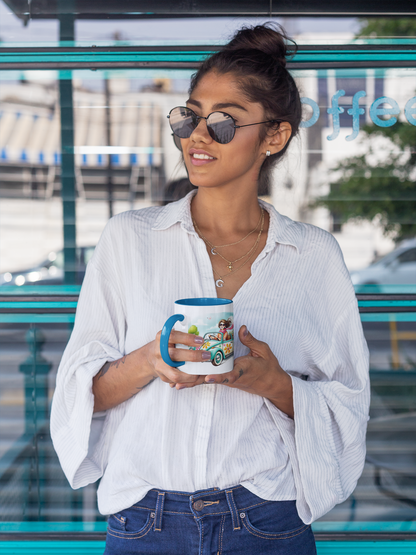 Accent Mug - Whimsical Girl Driving Her Car