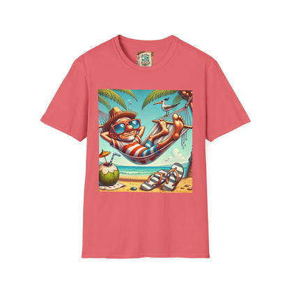 Beach Lovers T-Shirt - Guy Relaxing in a Hammock at the Beach