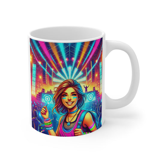 Music Lover Mug 11oz - Girl at a Music Concert Enjoying What Makes Her Happy