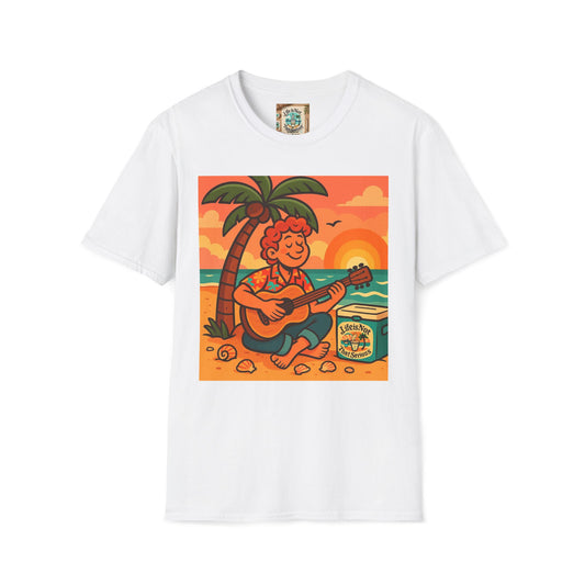 Guitarist T-Shirt - Whimsical Guy Playing Guitar at the Beach Design