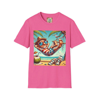 Beach Lovers T-Shirt - Guy Relaxing in a Hammock at the Beach