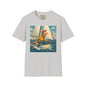 Sailboat Unisex T-Shirt - Whimsical Guy on the Ocean Design
