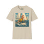 Sailboat Unisex T-Shirt - Whimsical Guy on the Ocean Design