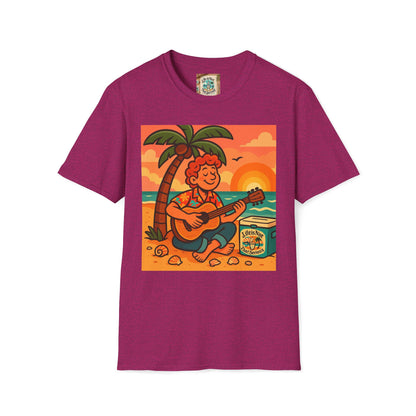 Guitarist T-Shirt - Whimsical Guy Playing Guitar at the Beach Design