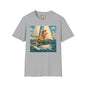 Sailboat Unisex T-Shirt - Whimsical Guy on the Ocean Design