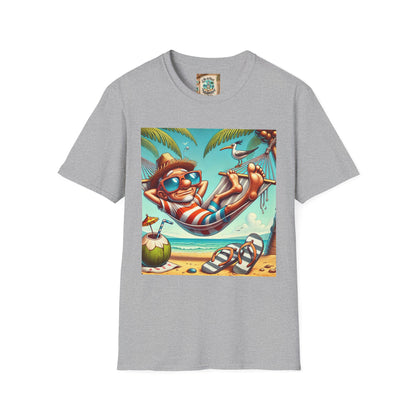 Beach Lovers T-Shirt - Guy Relaxing in a Hammock at the Beach