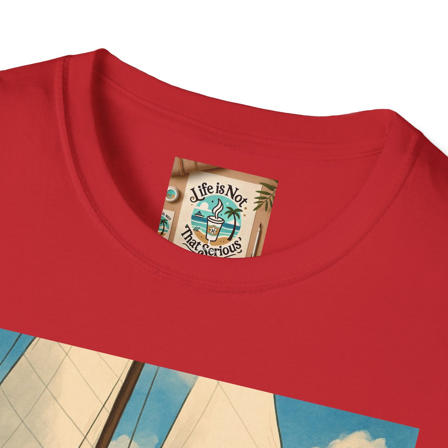 Sailboat Unisex T-Shirt - Whimsical Guy on the Ocean Design