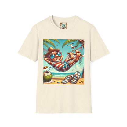 Beach Lovers T-Shirt - Guy Relaxing in a Hammock at the Beach