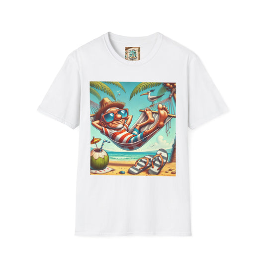 Beach Lovers T-Shirt - Guy Relaxing in a Hammock at the Beach