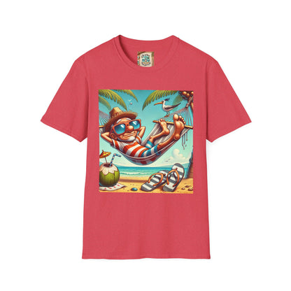 Beach Lovers T-Shirt - Guy Relaxing in a Hammock at the Beach