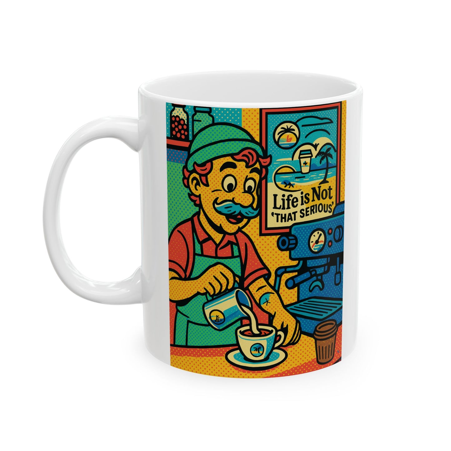 Colorful Ceramic Mug - "Life's Too Short to Be Serious" Design - Perfect Gift for Coffee Lovers