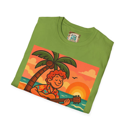 Guitarist T-Shirt - Whimsical Guy Playing Guitar at the Beach Design